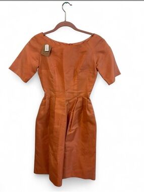 Authentic 1950s Vintage Pink & Orange Silk Tiered Ruffle Dress - XS